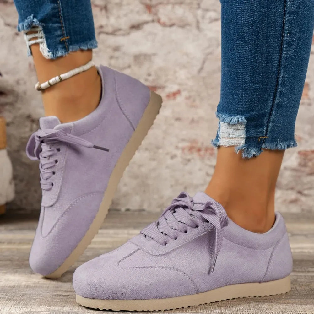 Lace Up Round Toe Sneakers Lilac