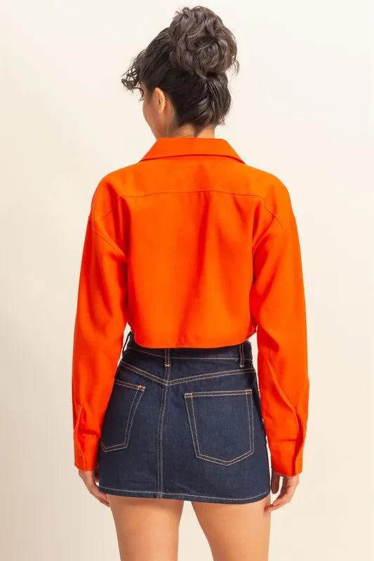 HYFVE Washed Tie Front Crop Top