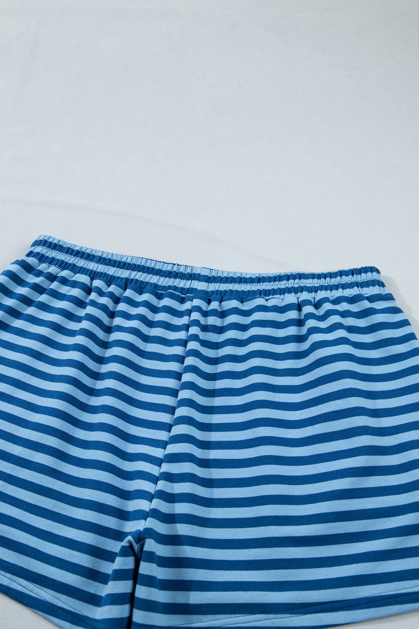 Plus Size Stripe Dropped Shoulder Tee & Shorts Set