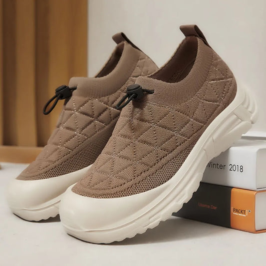Mesh Round Toe Slip-On Athletic Brown