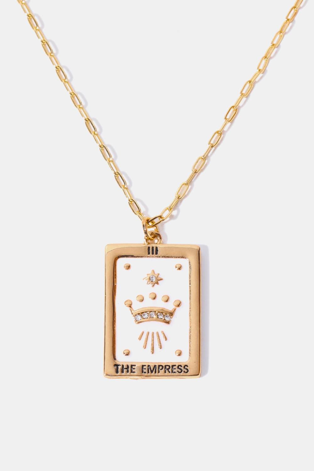 Tarot Card Pendant Copper Necklace White One Size