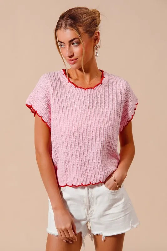 SO ME Textured Light Weight Sweater Dolman Top