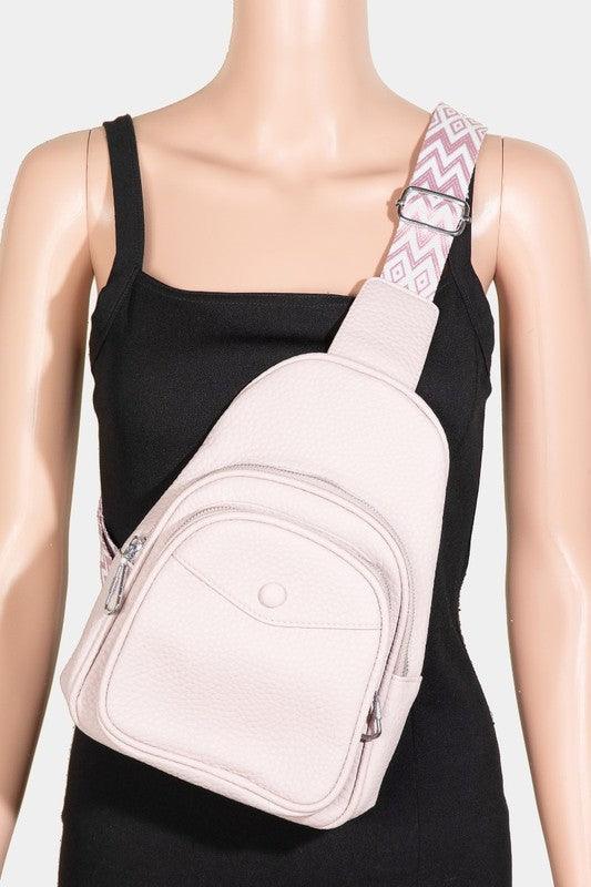 Fame Textured PU Leather Sling Bag Blush Pink One Size