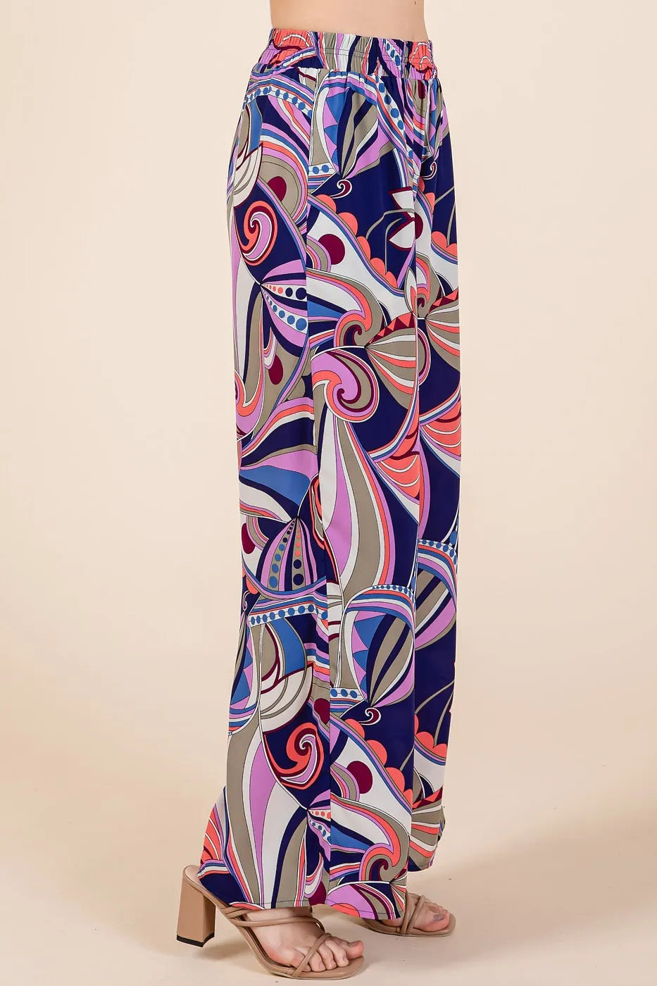 Mittoshop Abstract Print Elastic Waist Wide Leg Pants