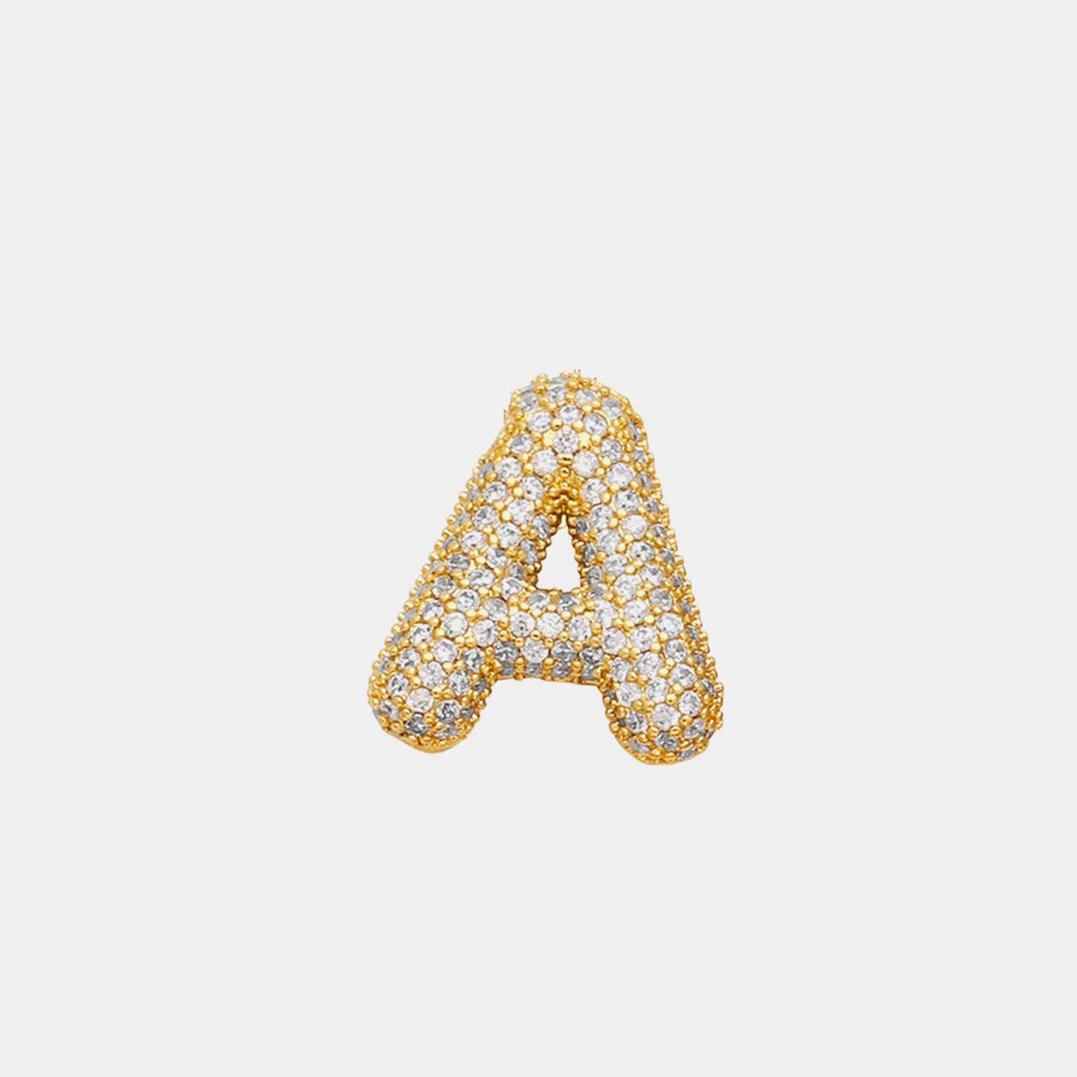 Inlaid Zircon Bubble Initial Necklace Style A One Size