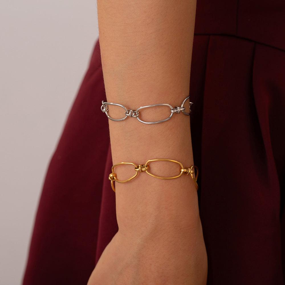 Titanium Steel Chain Bracelet Silver One Size