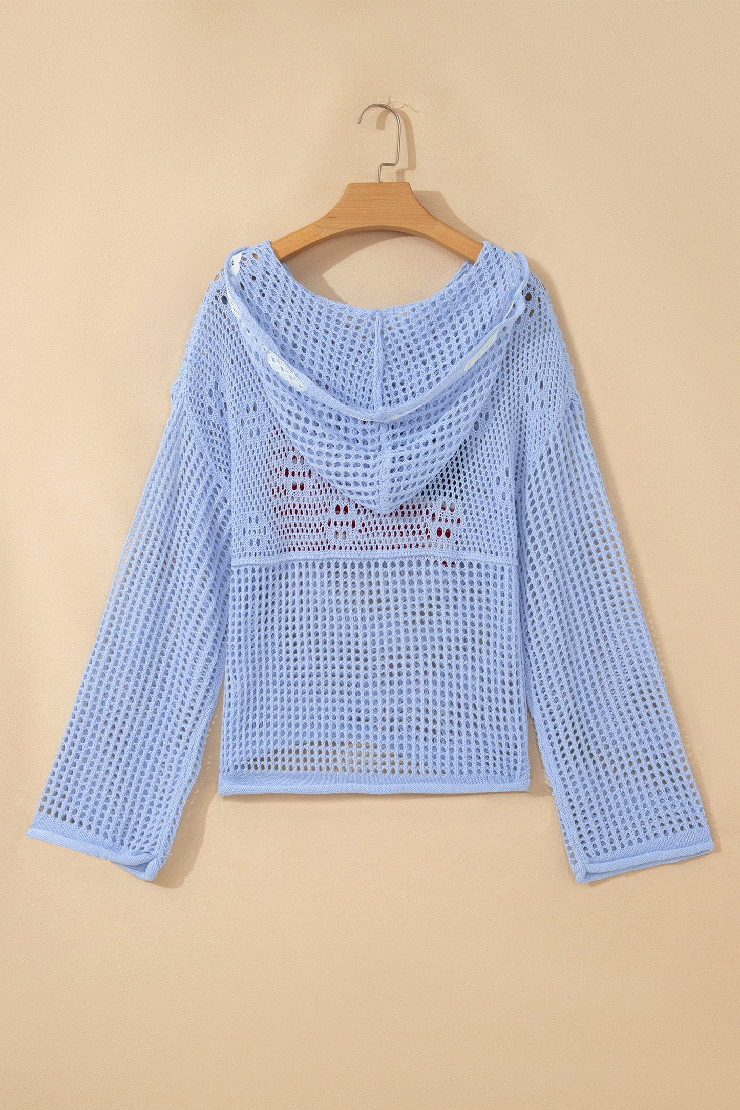 American Flag Patched Crochet Knit Hoodie