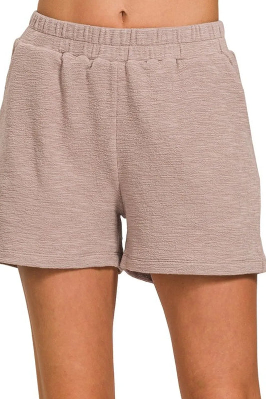 Zenana Cotton Slub Shorts ASH MOCHA