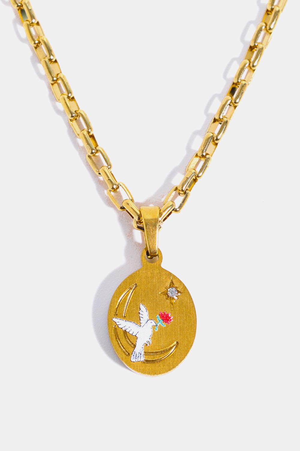 Stainless Steel 18K Gold-Plated Necklace Pigeons One Size