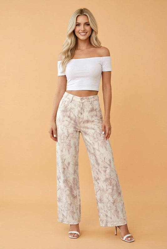 Camo Tummy Control Denim Wide Leg Jeans