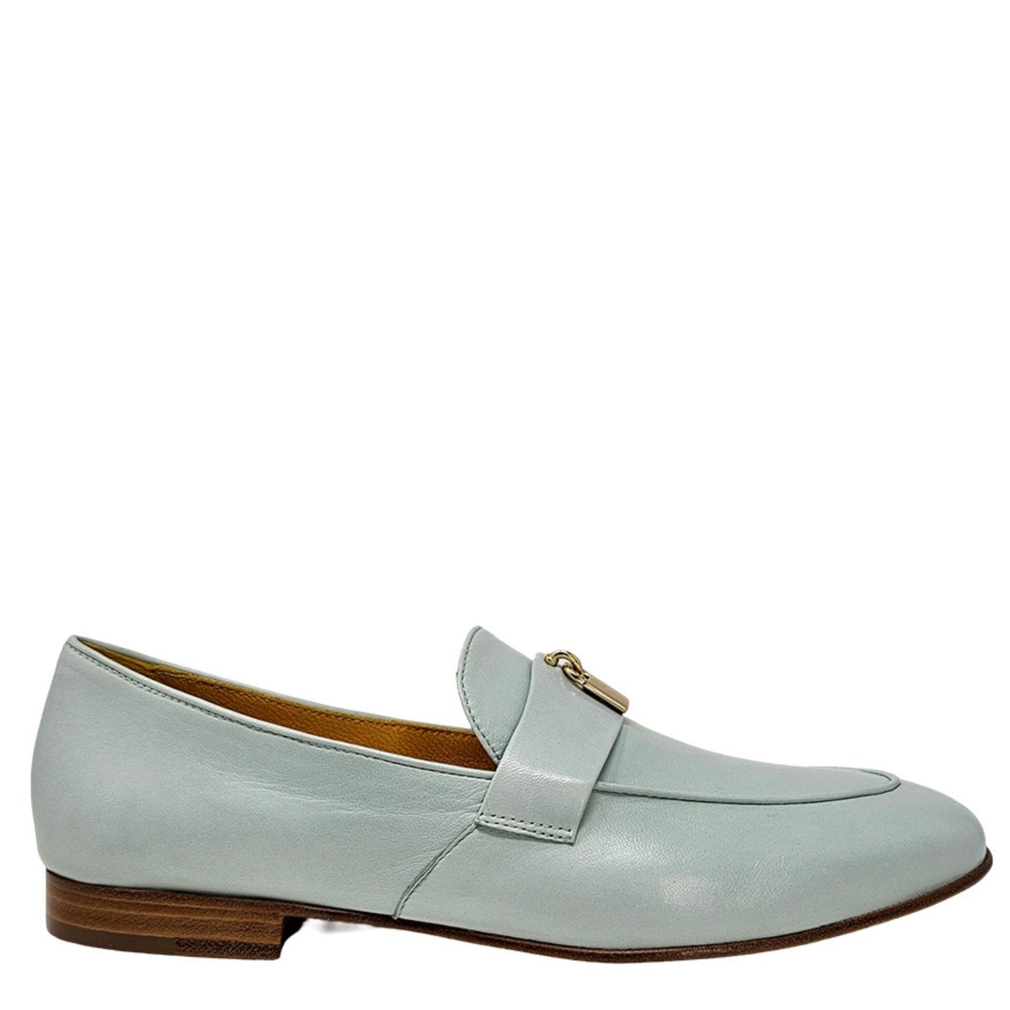 Seafoam Leather Lock Flat Loafer