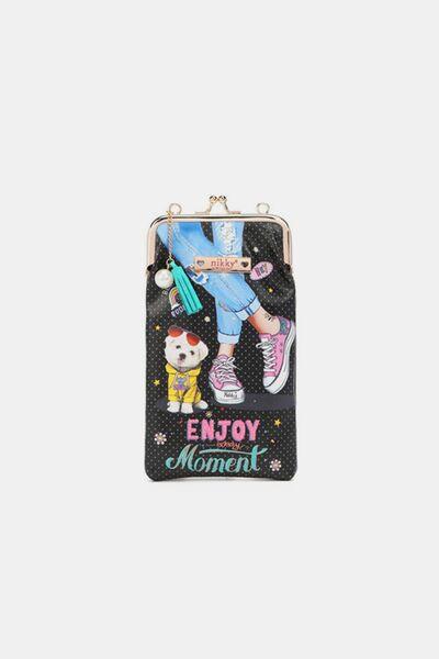 Nicole Lee USA Printed Kisslock Phone and Sunglass Purse Enjoy Every Moment One Size