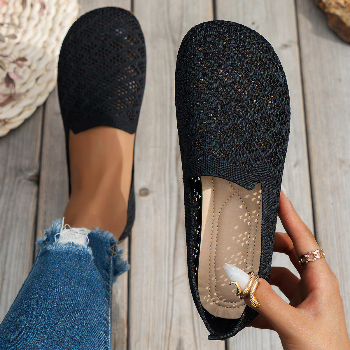 Women's Suede Slip-On Loafers - Breathable Hollow-Out Casual Flats | Sarah Express