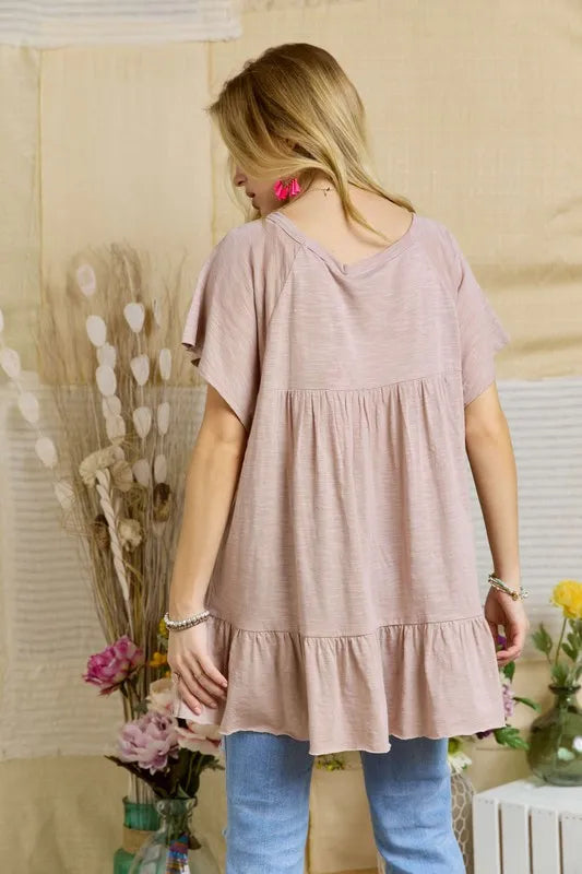 ADORA Drop Shoulder Babyboll Tunic Top