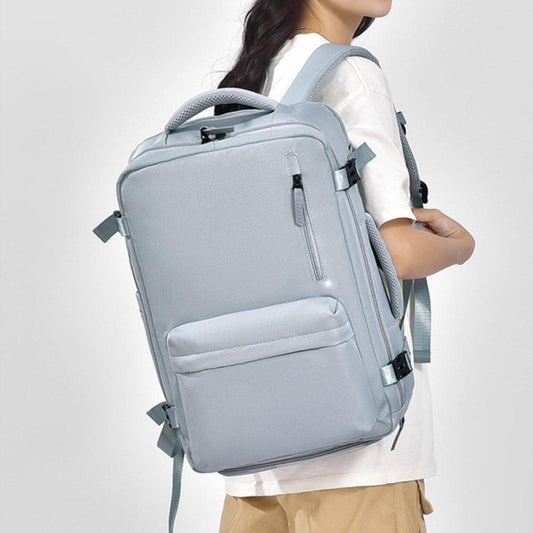 Oxford Cloth Side Pockets Backpack Bag with Handles Air Force Blue One Size