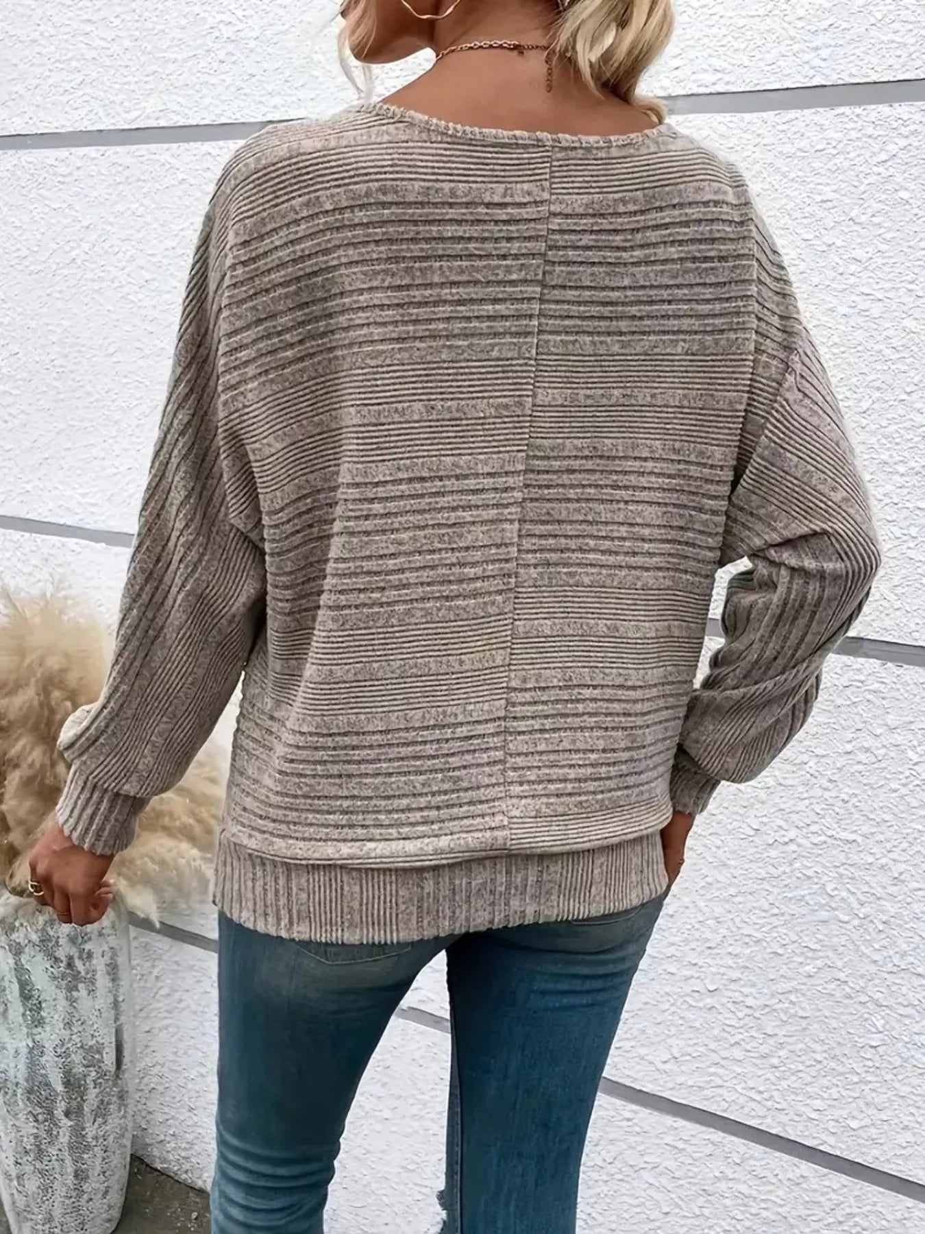 Ribbed Knit Quarter Zip Sweatshirt