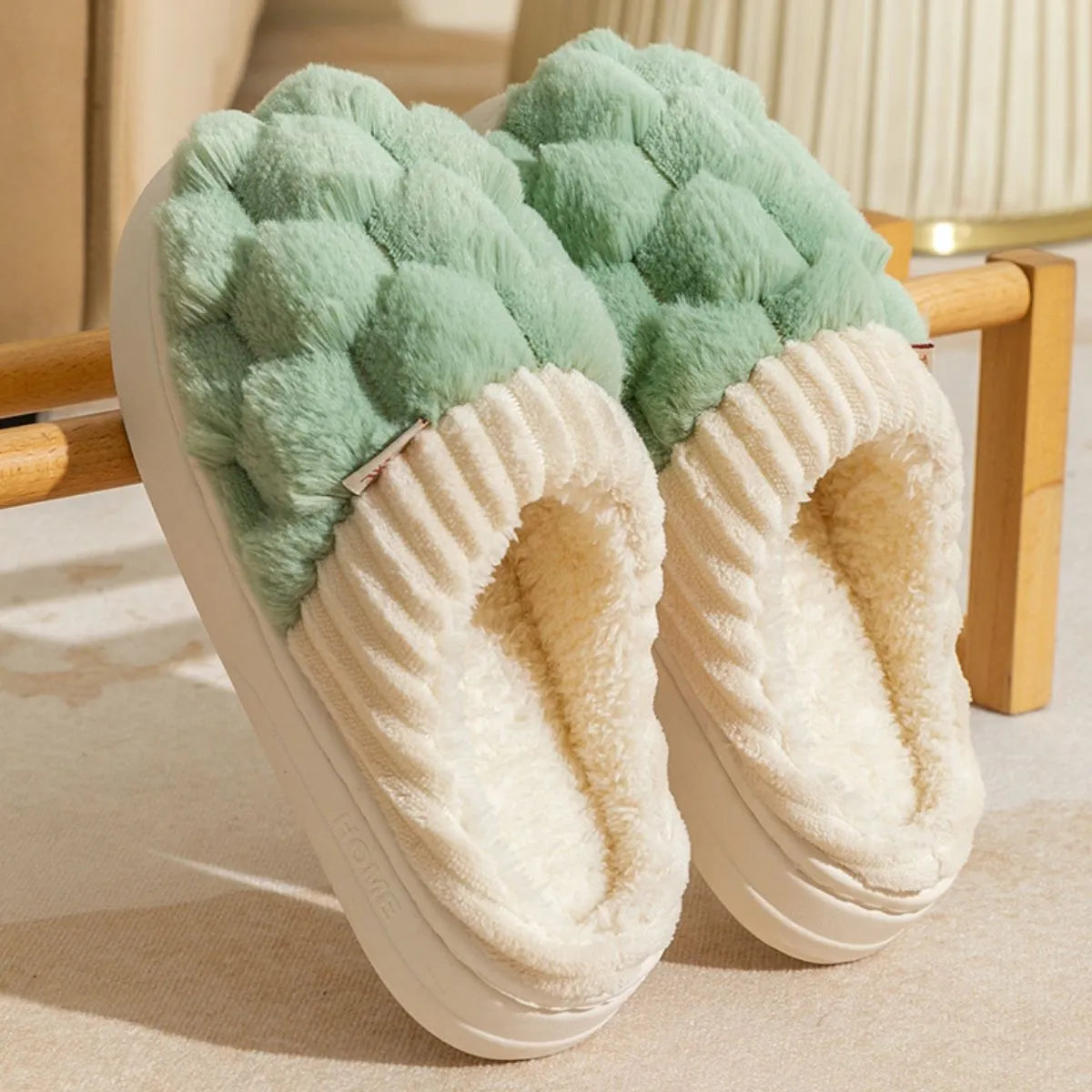 Round Toe Flats Slippers Green