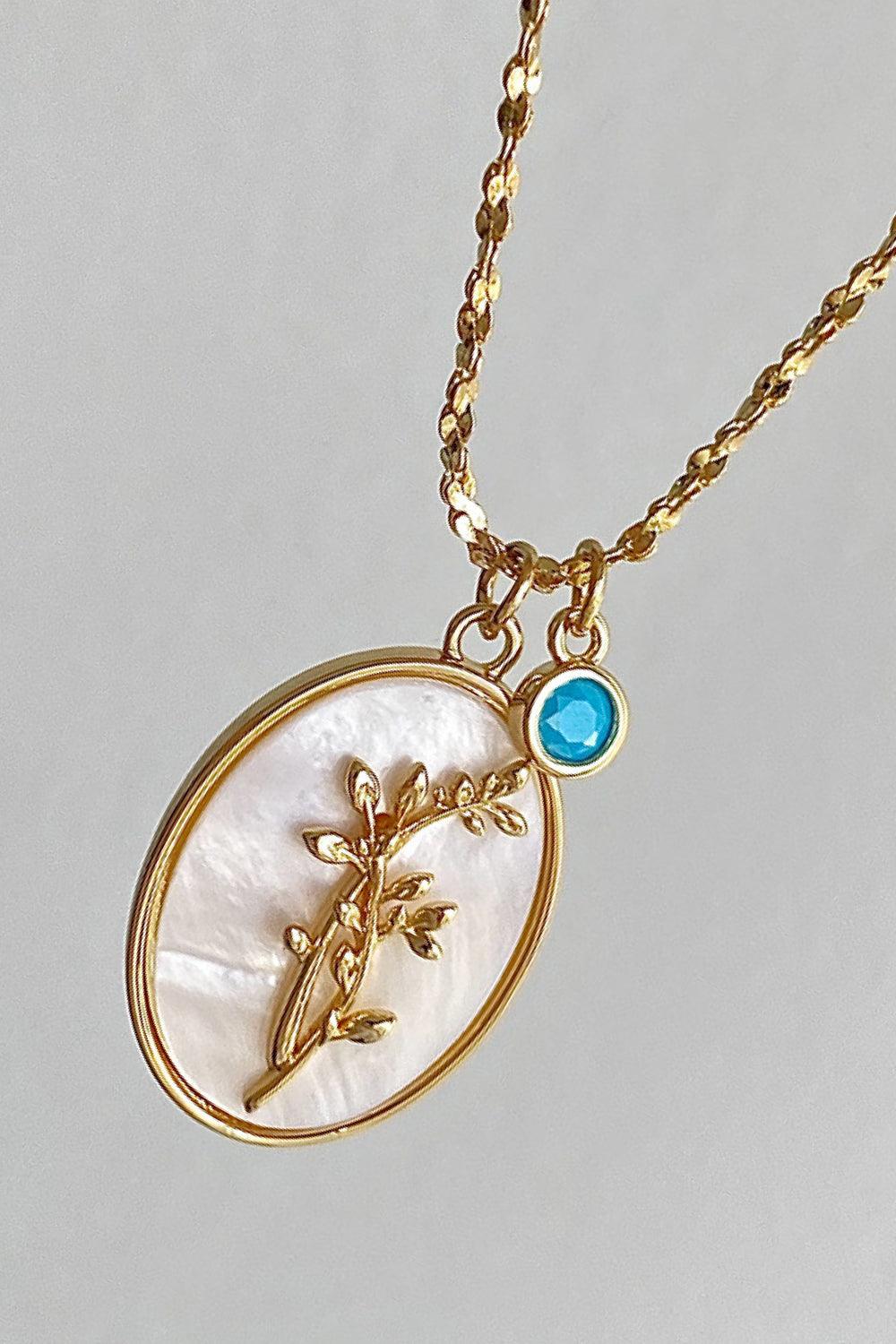 Flower Shell Pendant Copper Necklace December-Poinsettia One Size