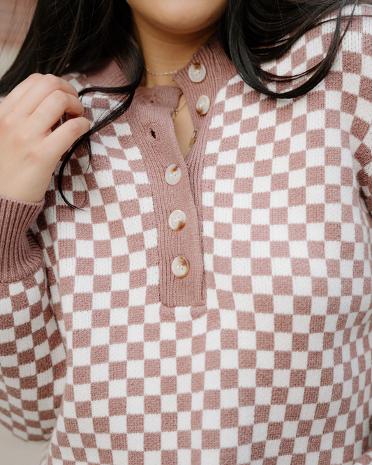 Arlo Checkered Sweater - Brown
