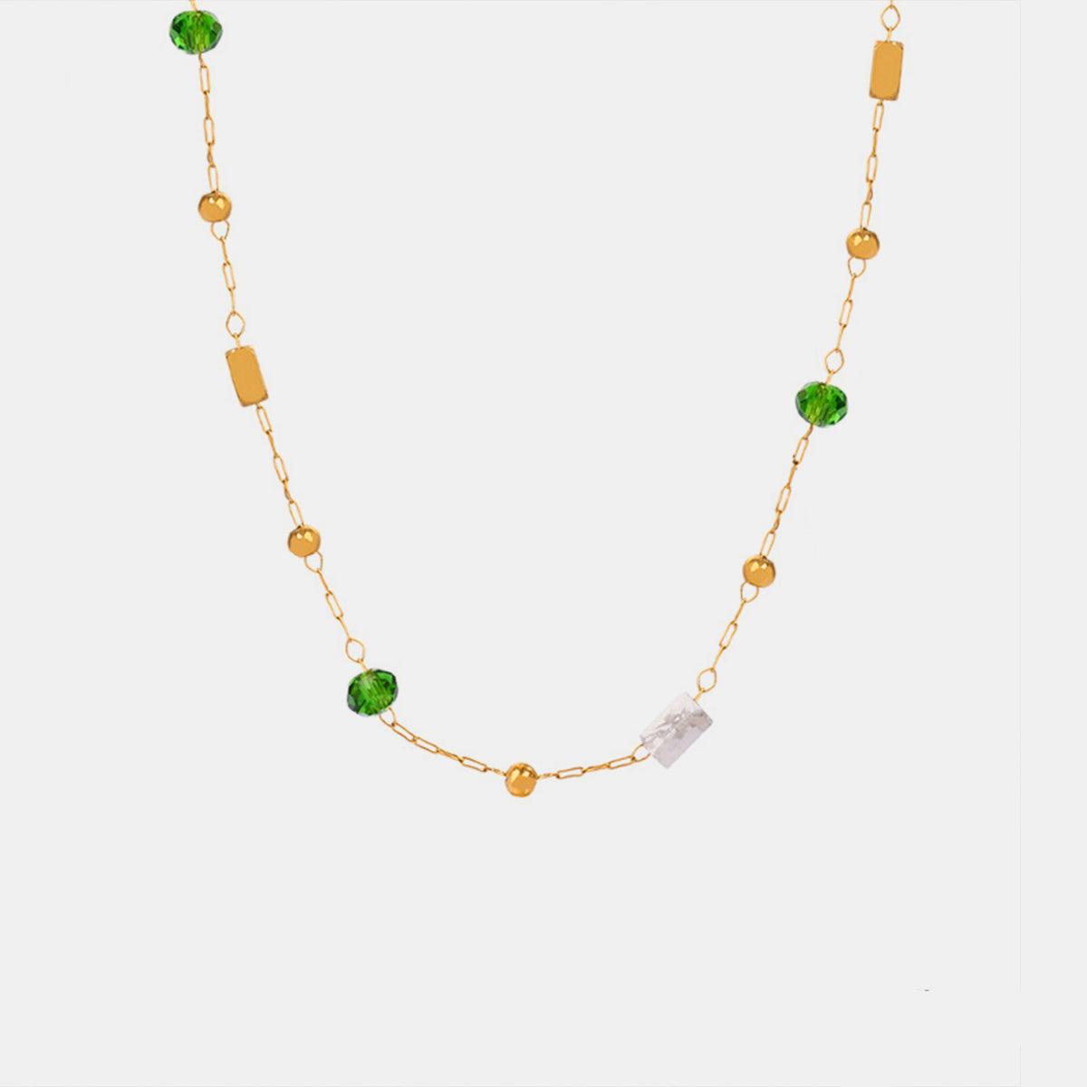 Titanium Steel Gold-plated Bead Necklace Style C One Size