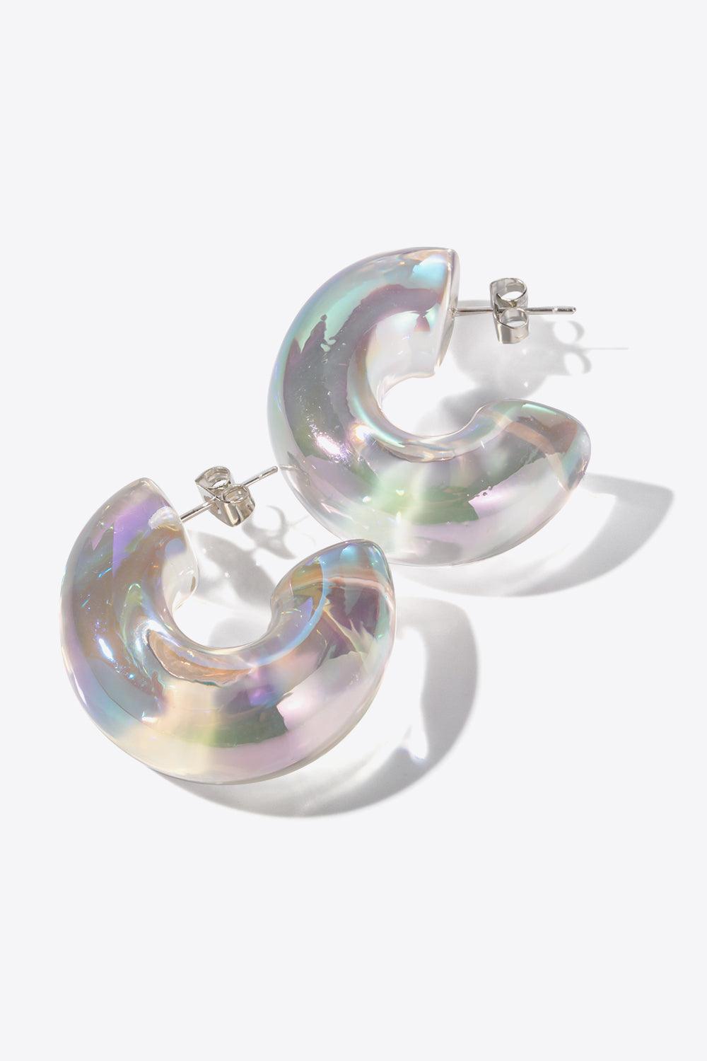 Resin C-Hoop Earrings White One Size