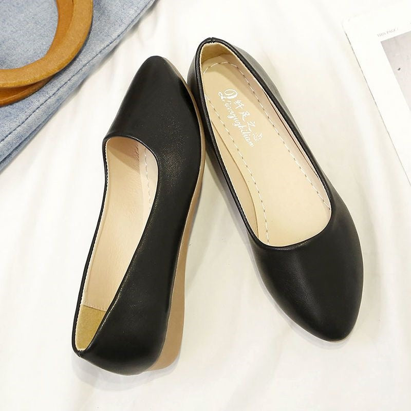 Women's Buckle Block-Heel Loafers | Microfiber Leather Low-Cut Shoes