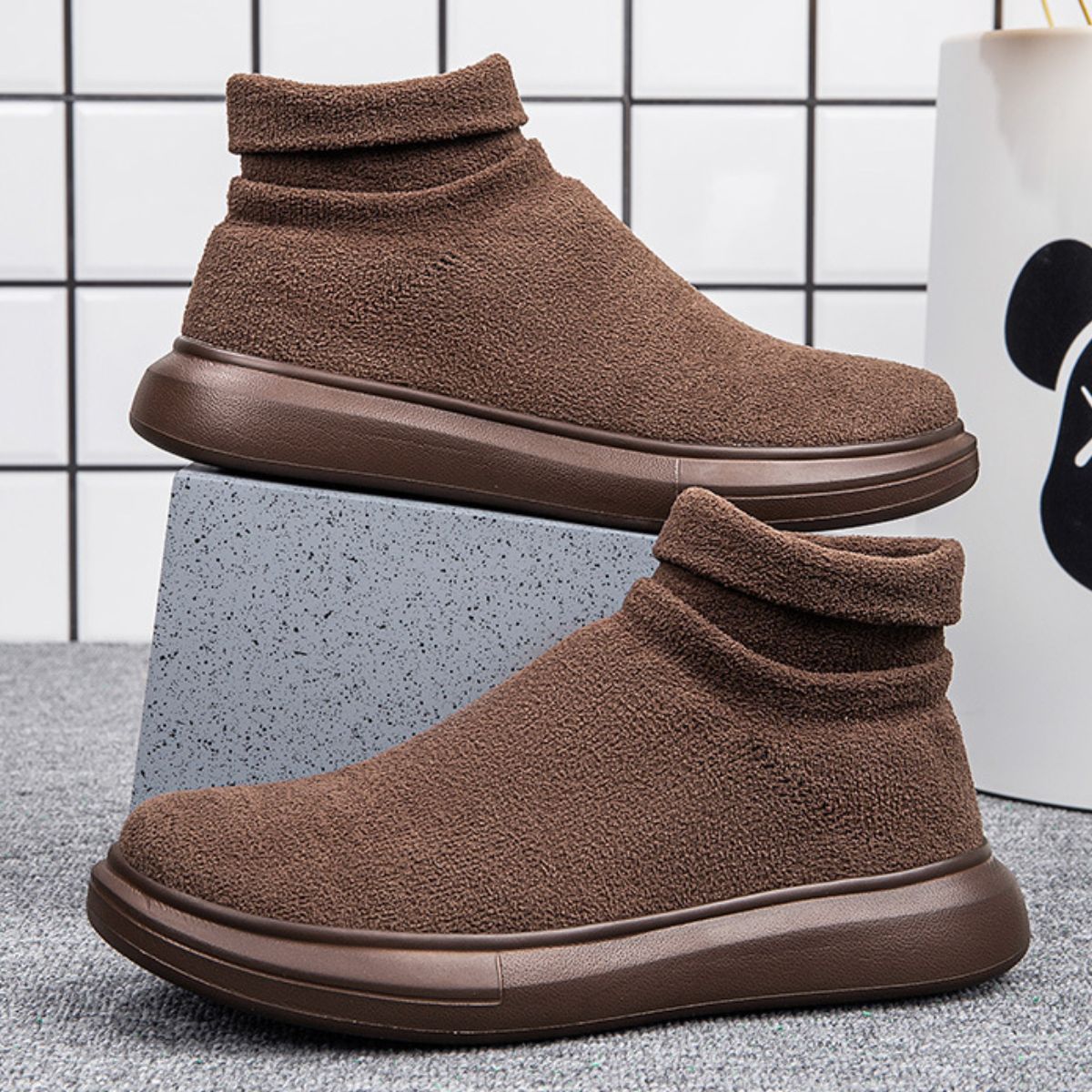 Round Toe Platform Sneakers Brown