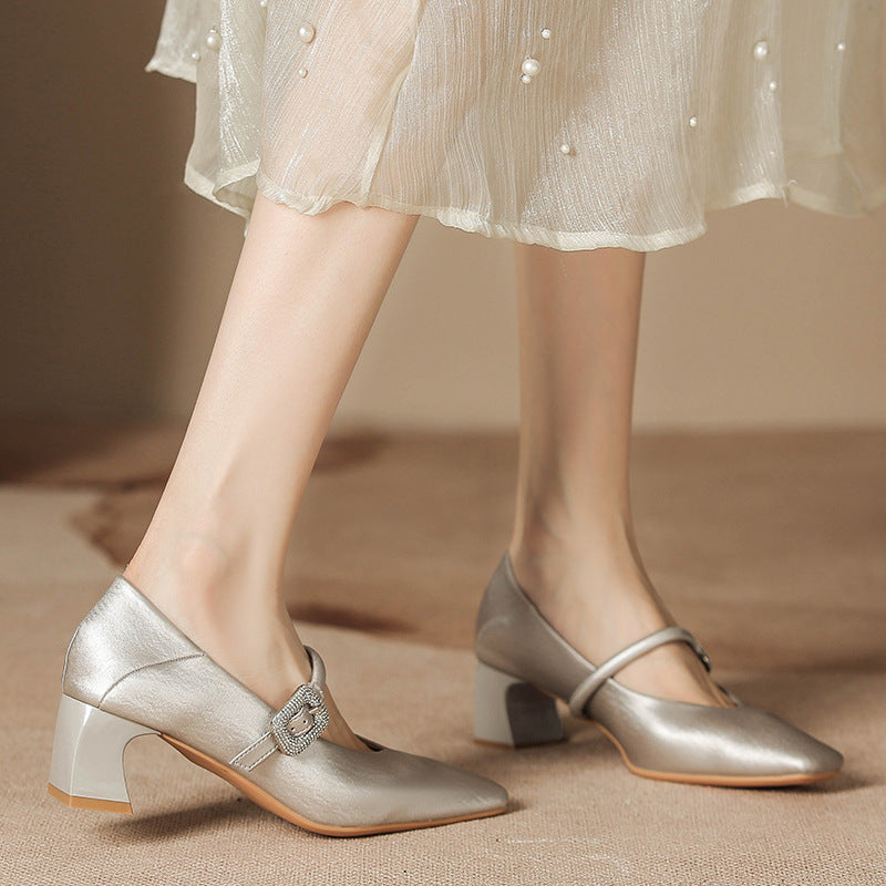 Square Toe Block Heel Pumps