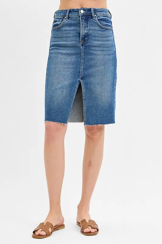 RISEN Full Size High Rise Front Slit Pencil Skirts Plus Size MEDIUM