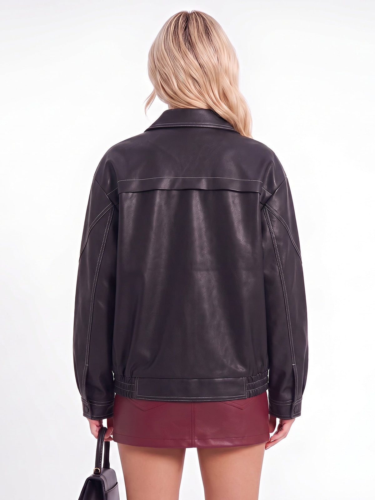Women's  Jacket with Zipper Faux Leather