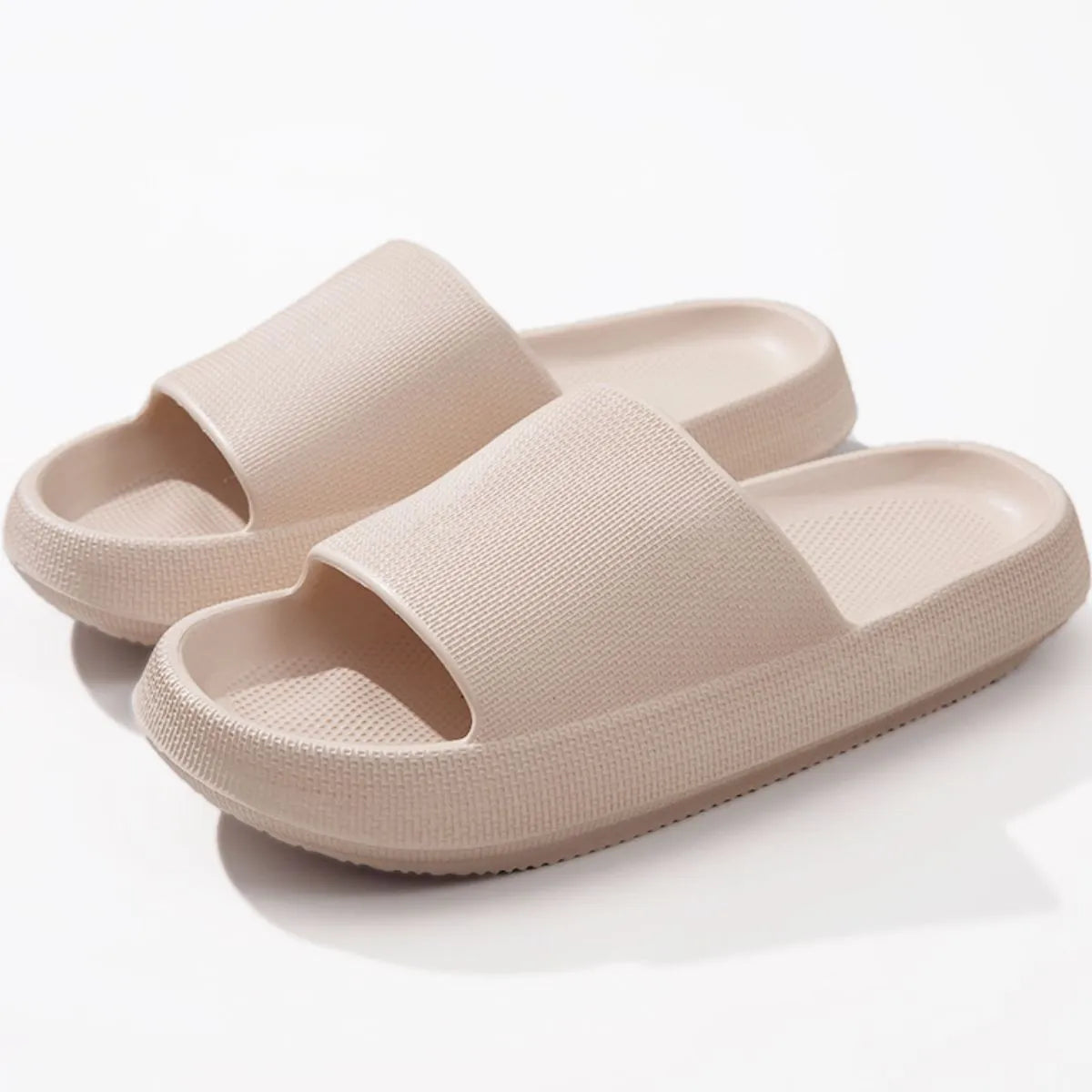Open Toe Platform Slippers Apricot
