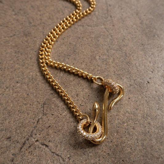 18K Gold-Plated Copper Inlaid Zircon Necklace Style A One Size