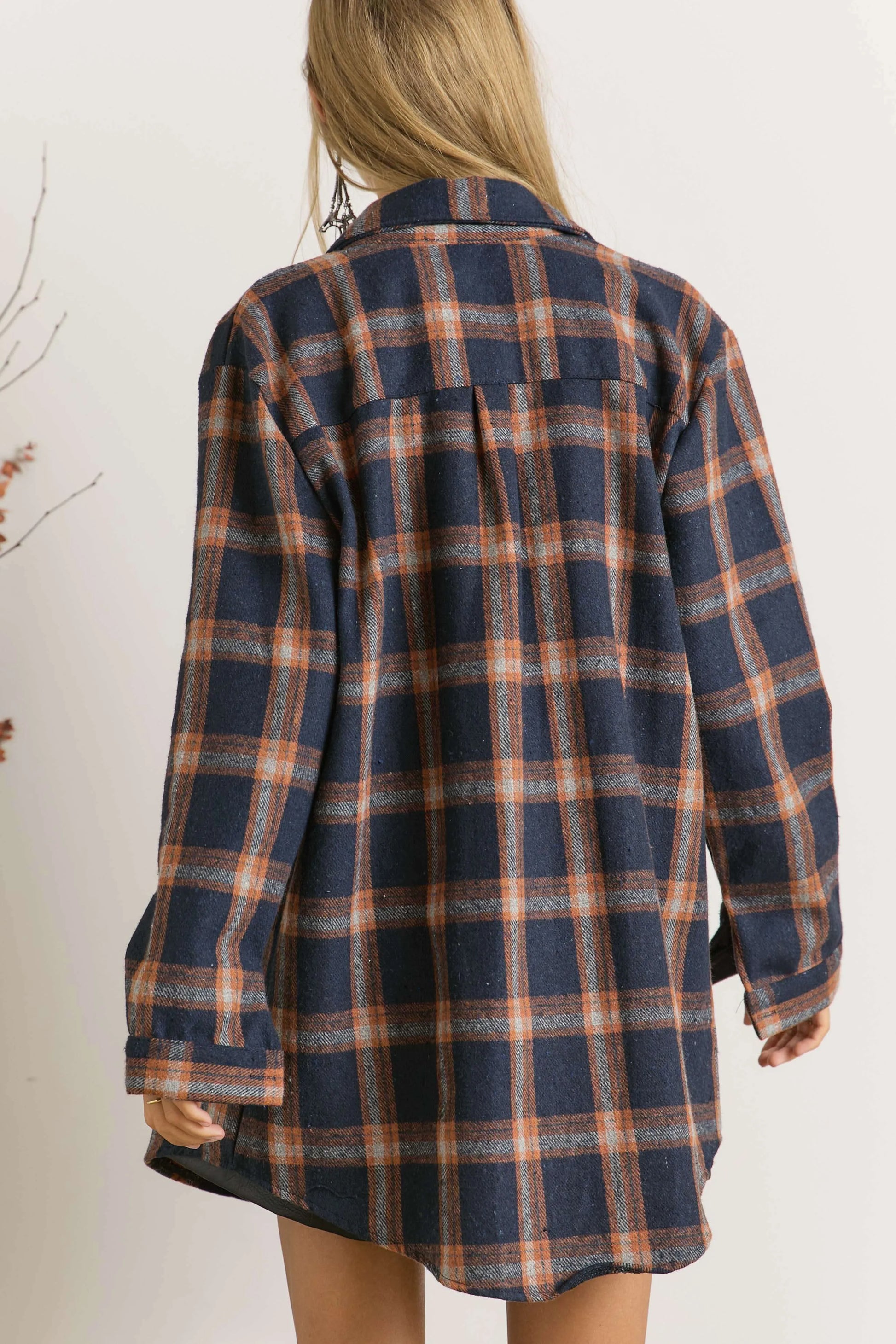 ADORA Full Size Button Down Flannel Shirt Plus Size