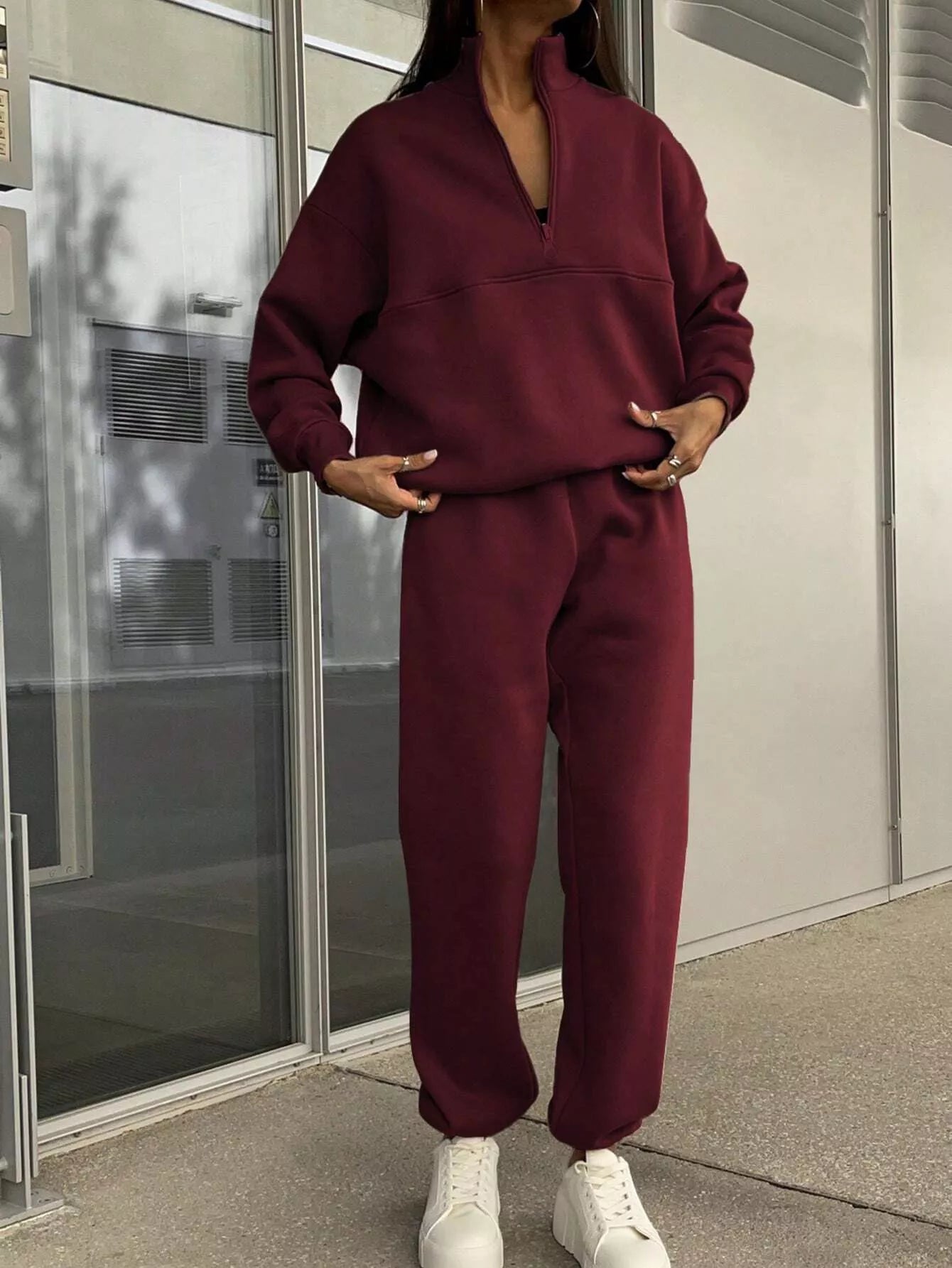 Half Zip Sweatshirt and Pants Set