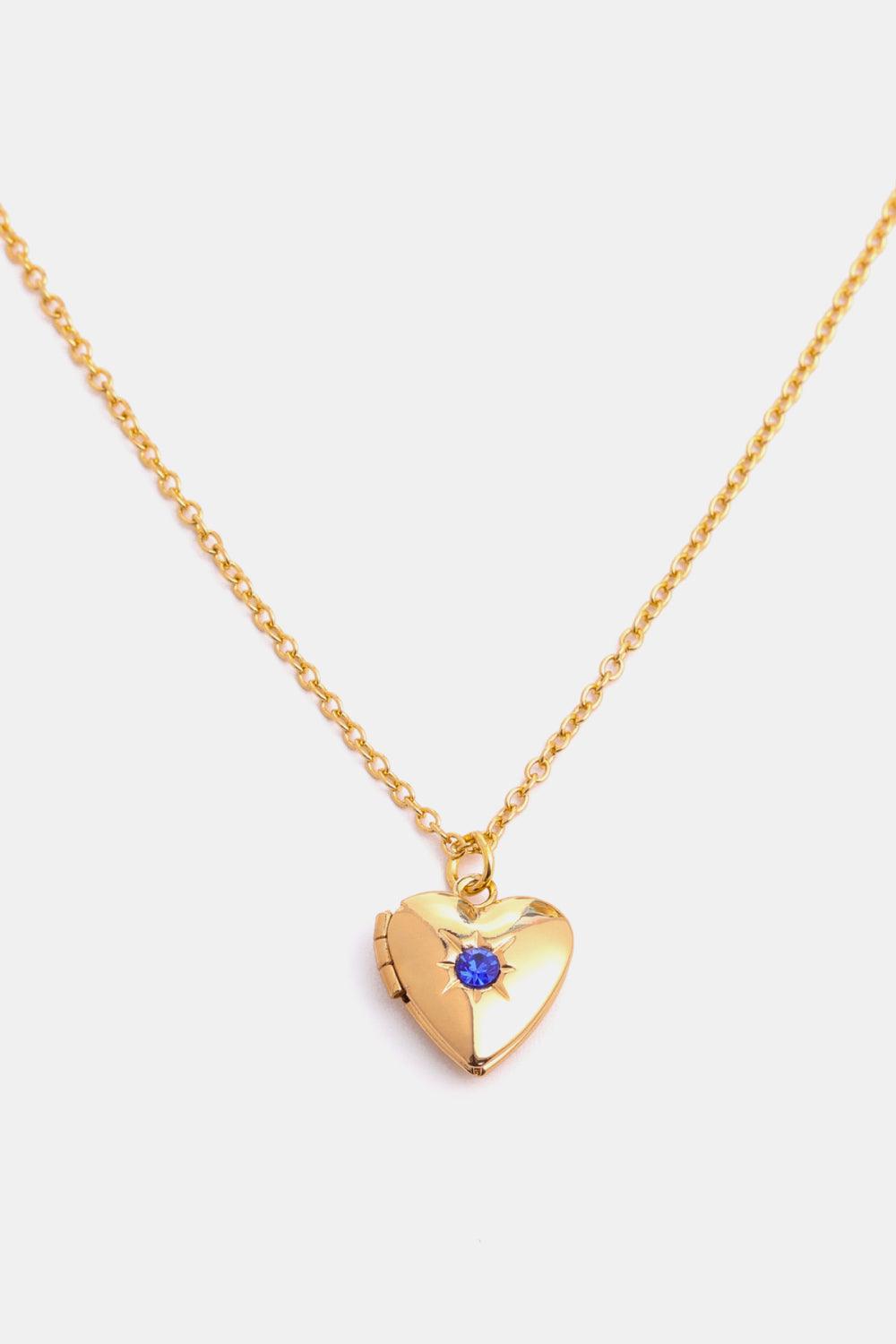 Zircon Heart Shape 14K Gold-Plated Pendant Necklace September One Size