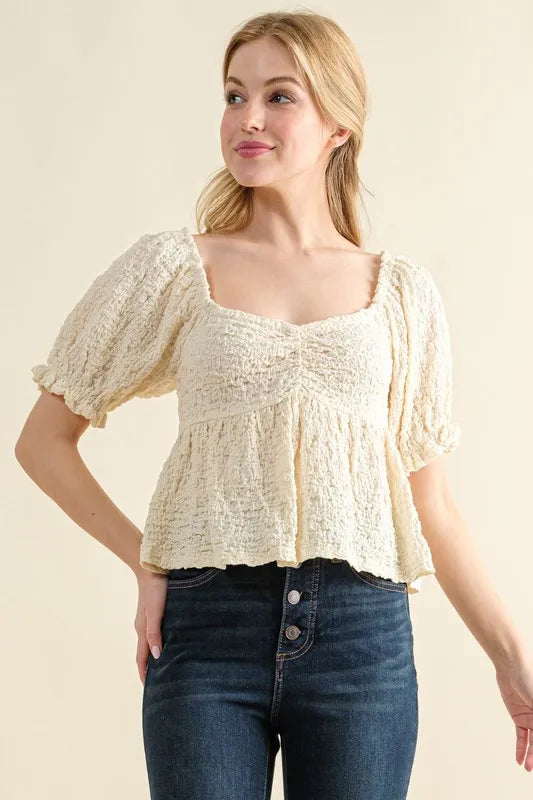 And The Why Lovely Textured and Smocked Top