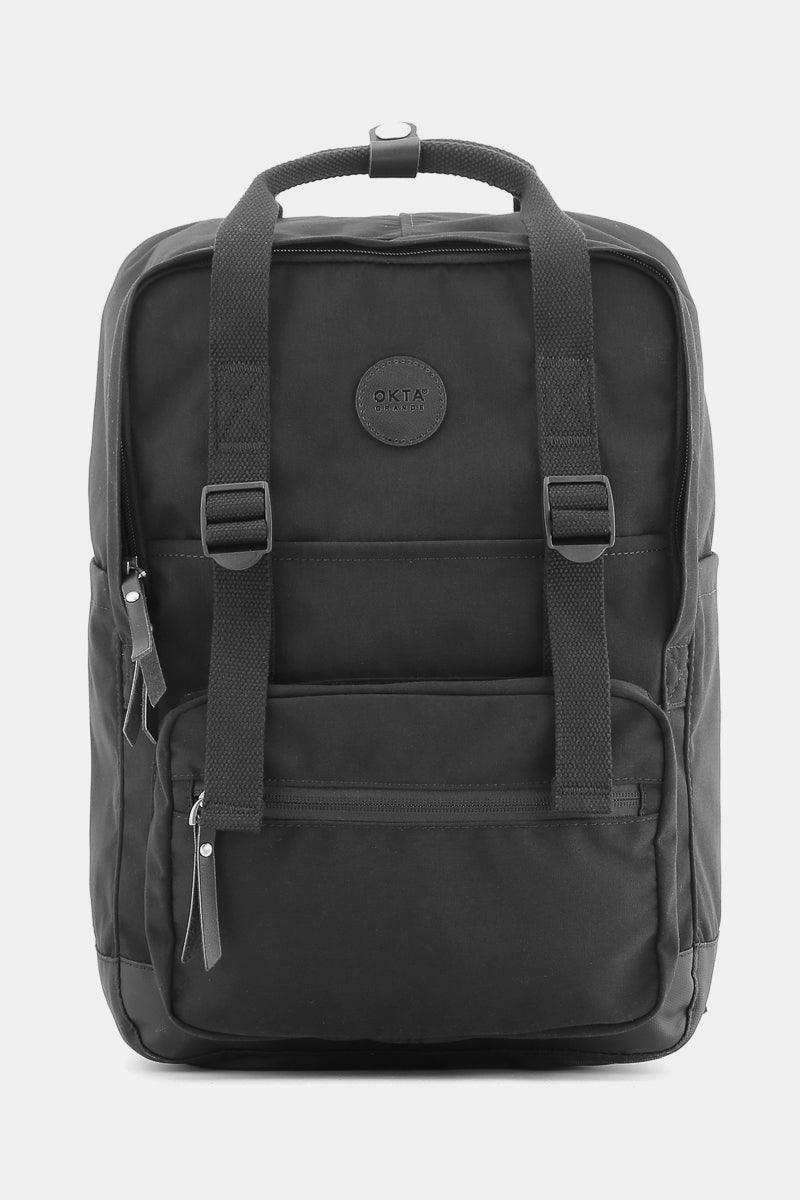 Himawari Waterproof Canvas Backpack Bag with Side Pockets Black One Size