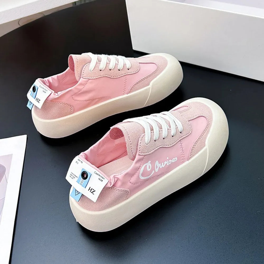 Lace Up Platform Sneakers Pink