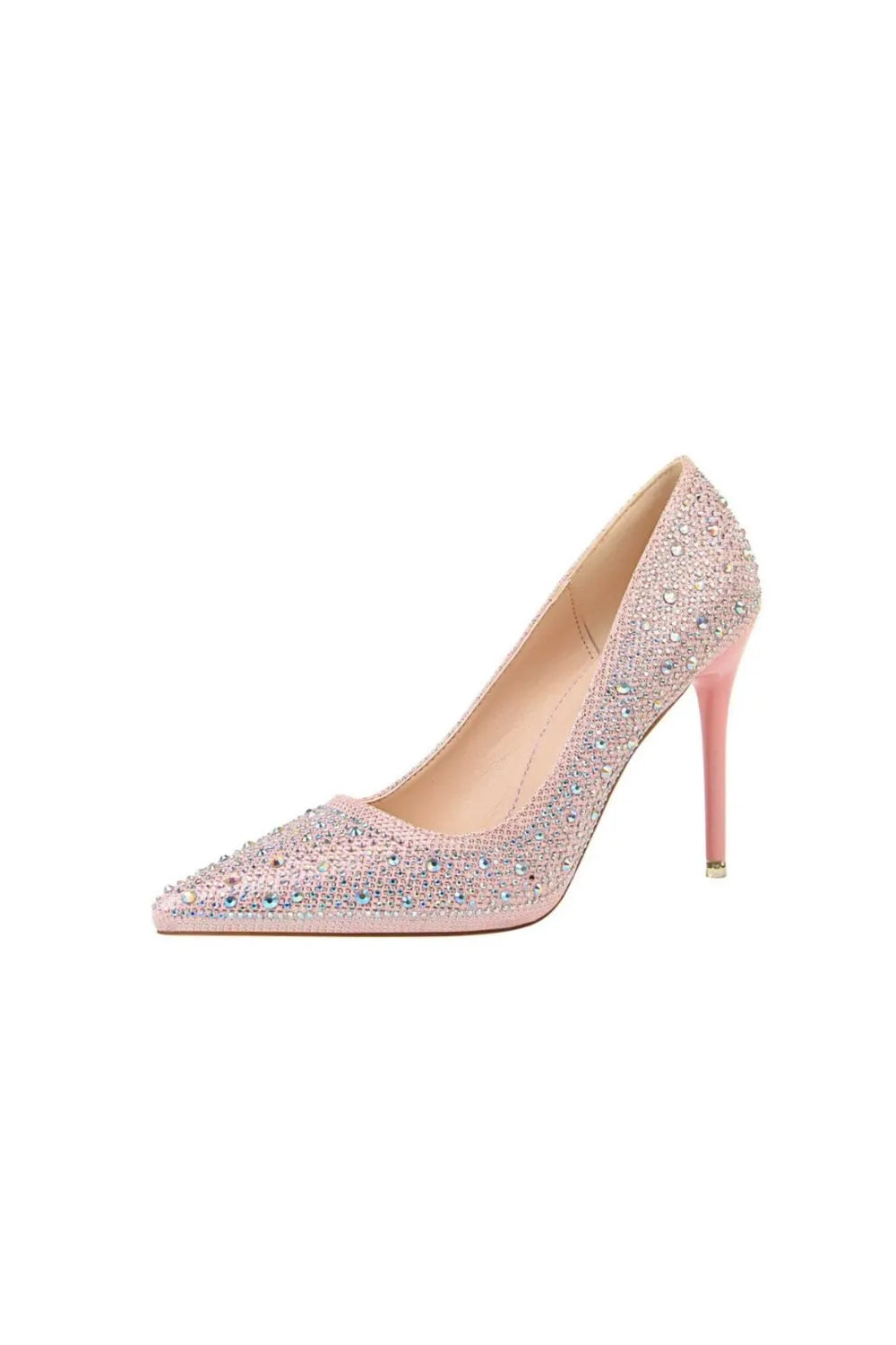 Point Toe Rhinestone Decor Stiletto Pumps Pink