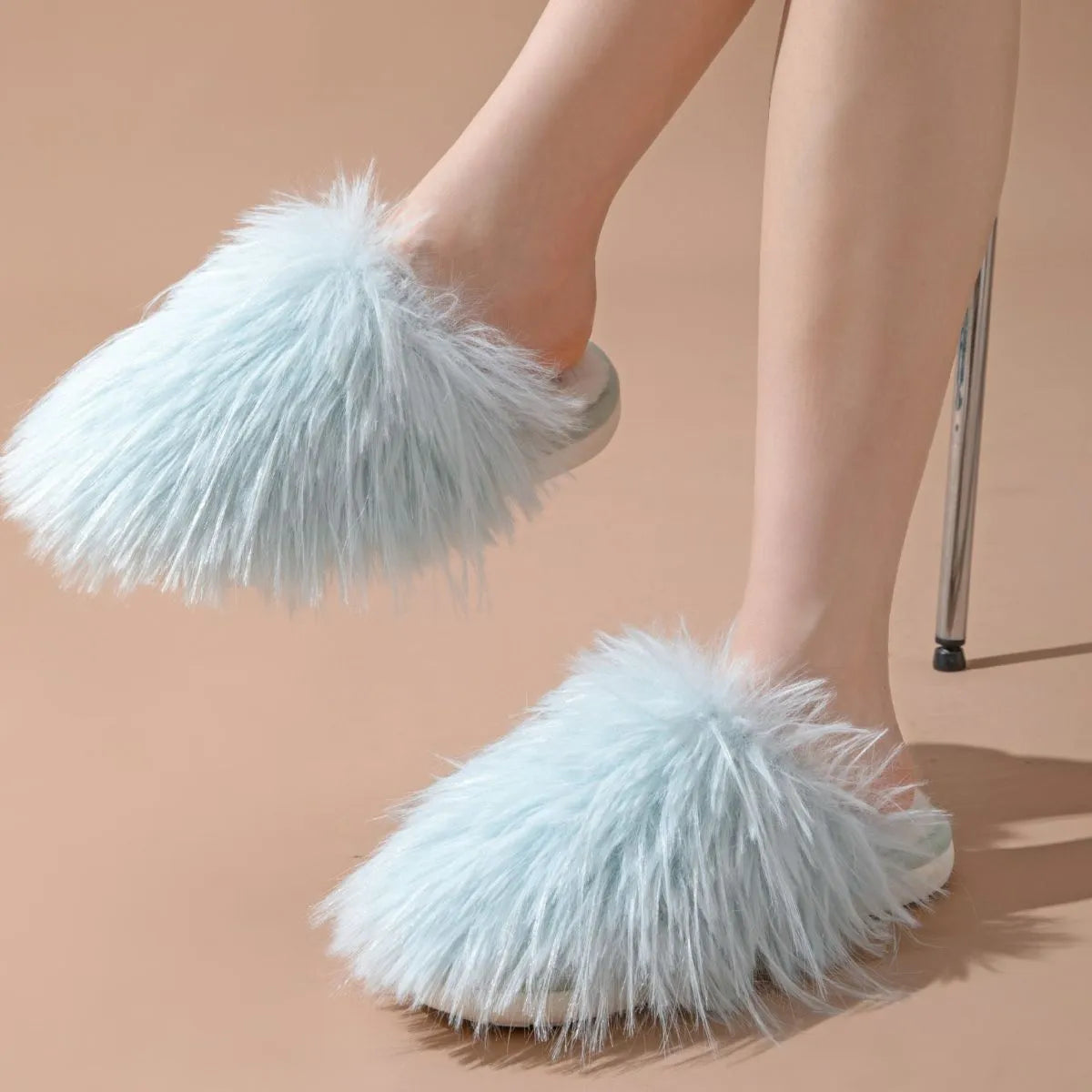 Round Toe Flats Slippers Blue