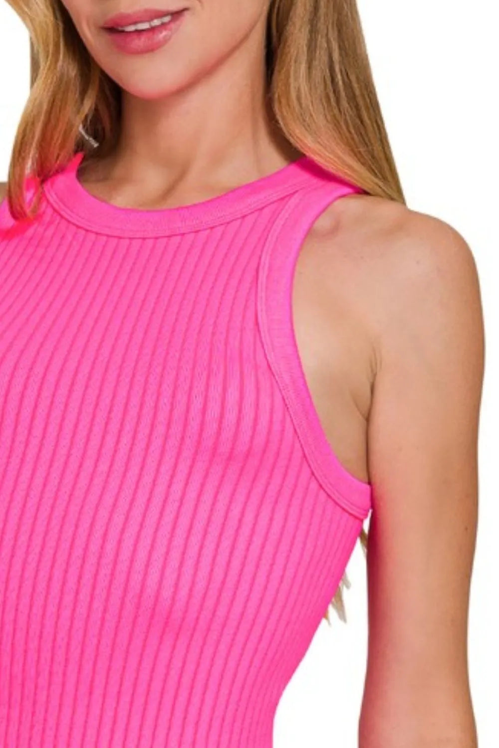Zenana Seamless Ribbed Crop Tank