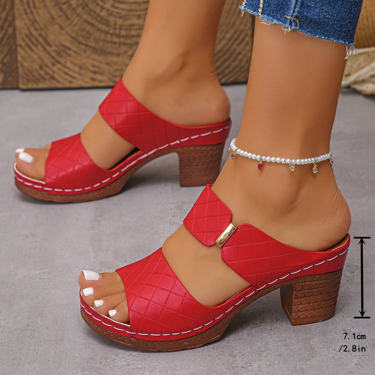Women's Peep-Toe Chunky Heel Sandals