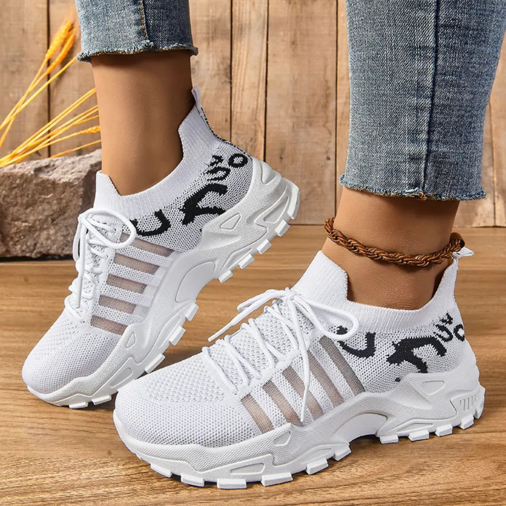 Lace Up Mesh Breathable Athletic White