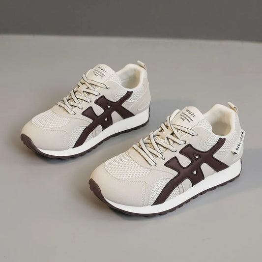 Contrast Mesh Round Toe Athletic