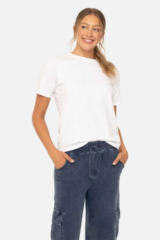MONO B Round Neck Short Sleeve T-Shirt WHITE