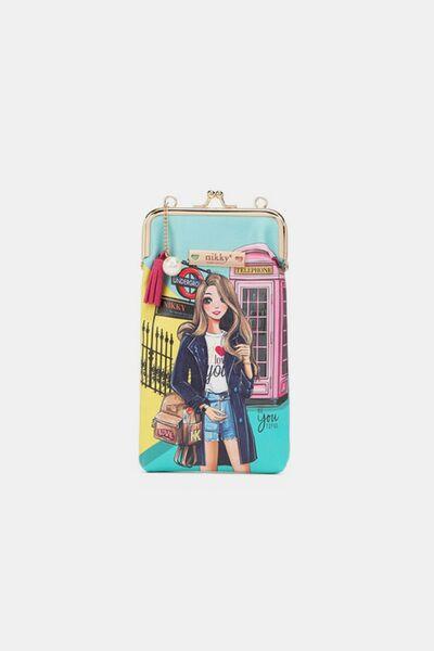 Nicole Lee USA Printed Kisslock Phone and Sunglass Purse Miss Your Call One Size