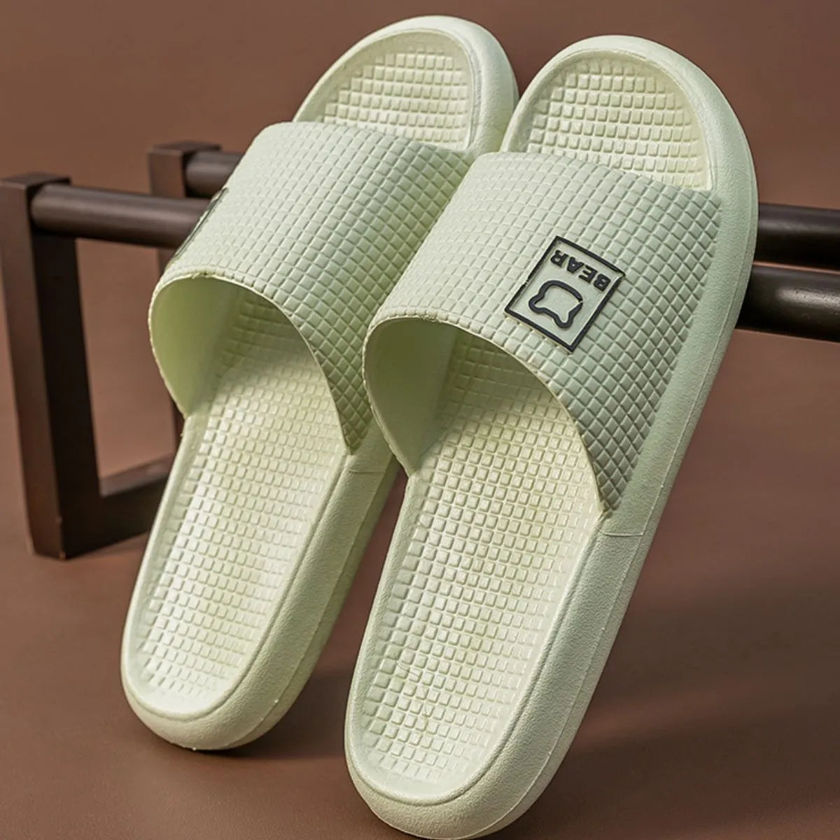 Open Toe Flats Slippers Green