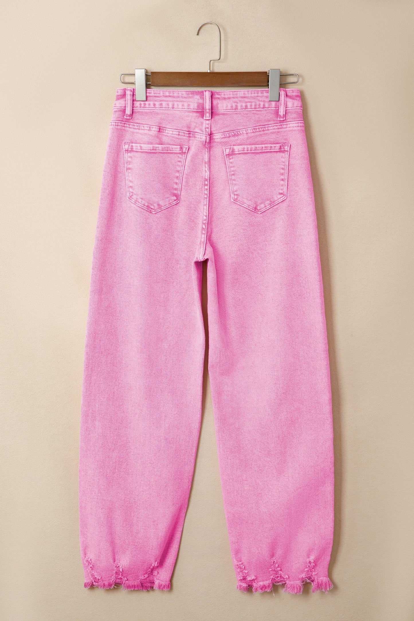 Acid Wash Denim High Waist Raw Hem Jeans