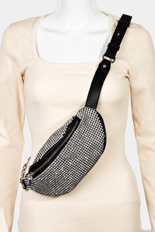 Fame Pave Rhinestone Crossbody Bag Black One Size