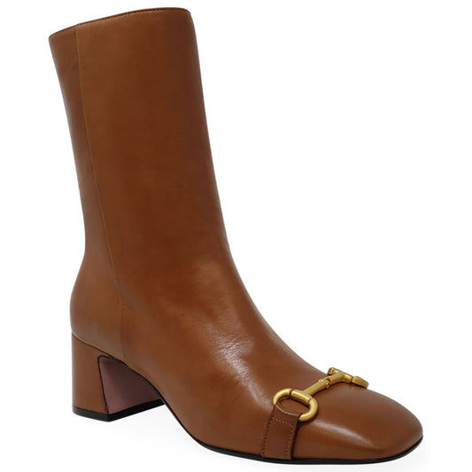 Cognac Leather Back Stripe Boot